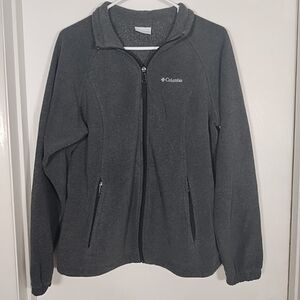 Columbia Women's M Full Zip Gray Fleece Jacket Pockets Outdoor Hiking